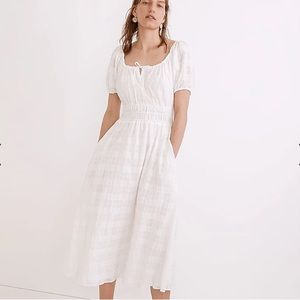 Madewell Sophia Midi Dress in Seersucker Check NWT